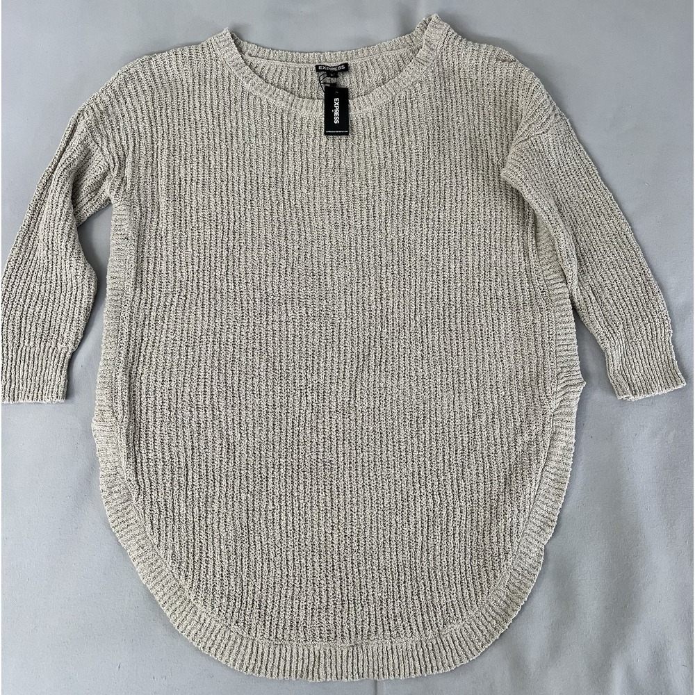 Express Beige Knit circle Hem Sweater Size Small NWT Women's - Picture 5 of 12